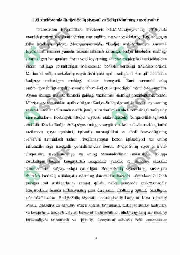 Budjet-soliq siyosati barqarorligini ta'minlash yo'nalishlari 5