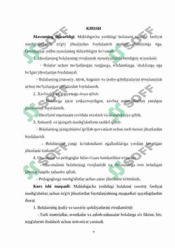 Maktabgacha ta'lim tashkilotlarida tasviriy faoliyat mashg'ulotlari jihozlaridan to'g'iri foydalanishga o'rgatish 4