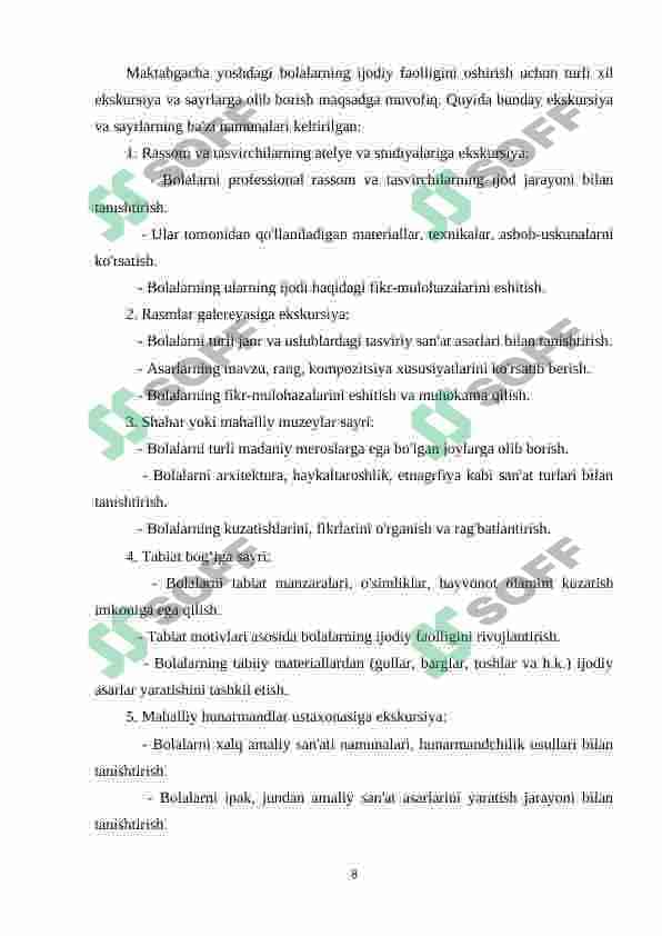 Maktabgacha ta'lim tashkilotlarida tasviriy faoliyat mashg'ulotlari jihozlaridan to'g'iri foydalanishga o'rgatish 8