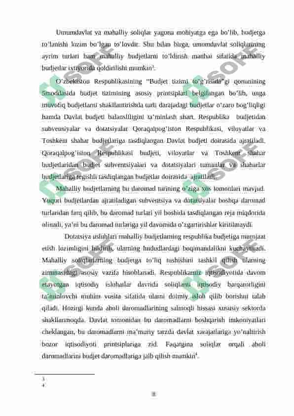 Mahalliy byudjetlar daromadlarining shakllanishida umumdavlat soliqlarining o'rni va ahamiyati 7