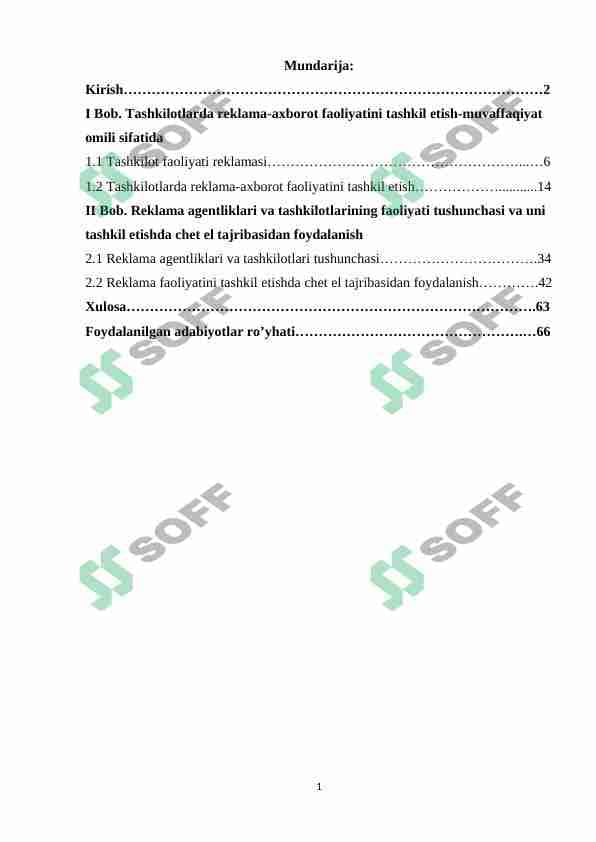 Reklama agentliklari va tashkilotlarining faoliyati tushunchasi va uni tashkil etishda chet el tajribasidan foydalanish 1