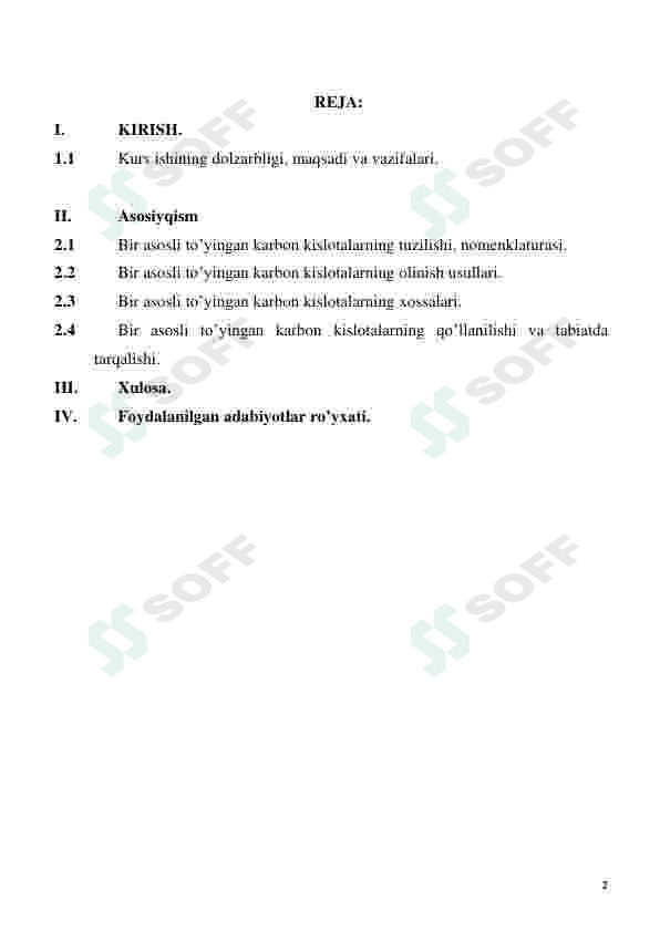 ALIFATIK BIR ASOSLI KARBON KISLOTALARNING GOMOLOGIK QATORI 2