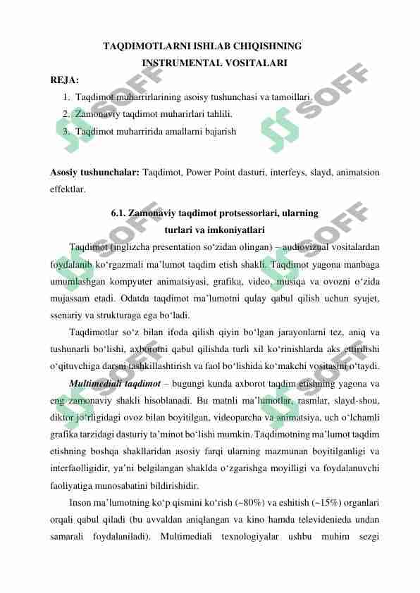 taqdimotlarni ishlab chiqishning intrumental vositalari 1