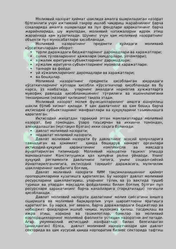 Molyaviy nazorat 2