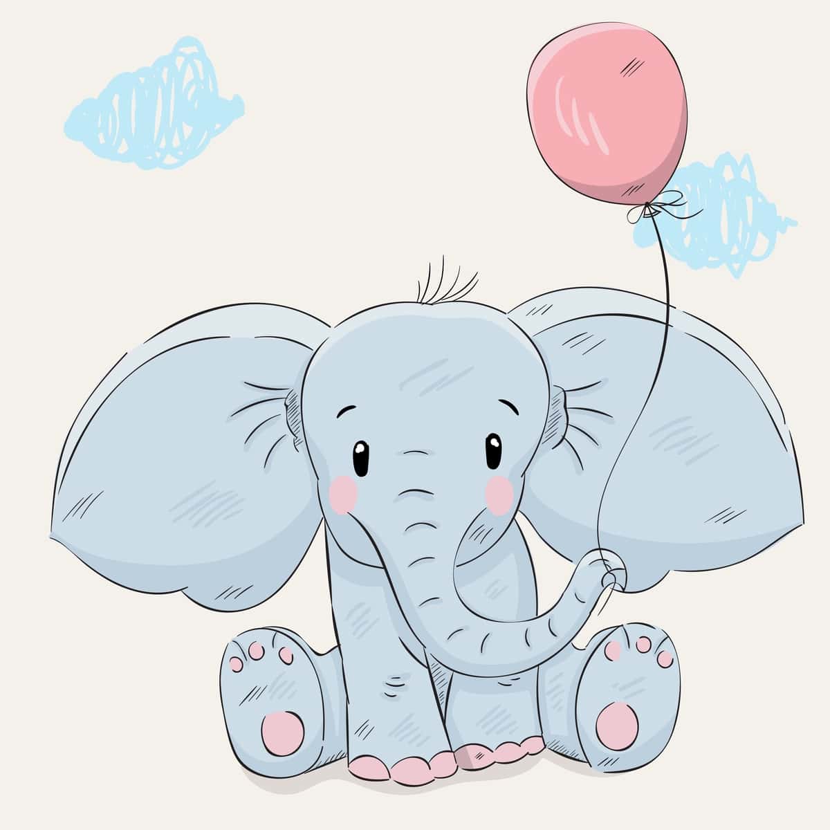 Yoqimli fil multfilmi qo'lda chizilgan | Cute elephant cartoon hand drawn 1