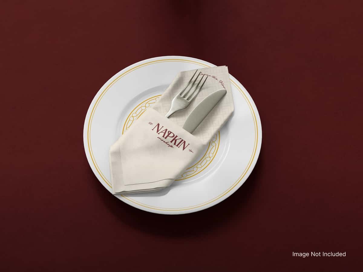 Salfetka vilkasi pichog'i bilan bezatilgan oqlangan dasturxon | Elegant table setting with napkin fork knife plate 1