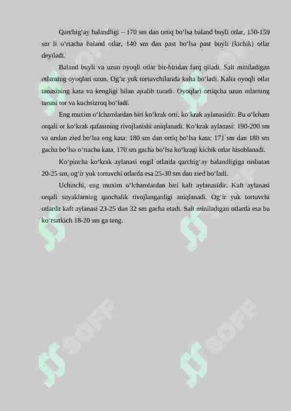 Otlarni o‘lchash, tana tuzilish indekslarini chiqarish va tirik  vaznini aniqlash. 4