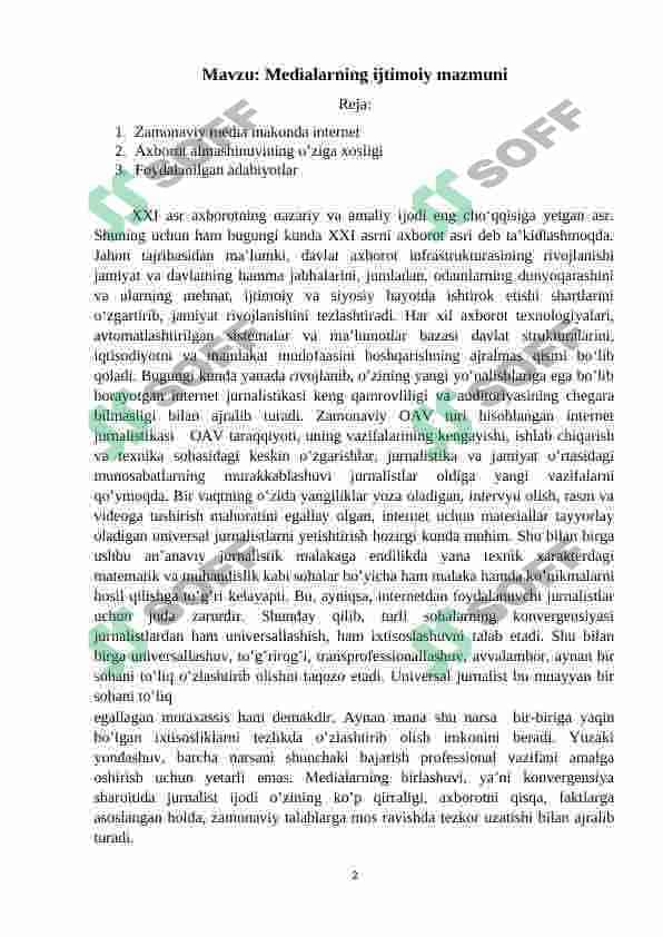 Medialarning ijtimoiy mazmuni 2