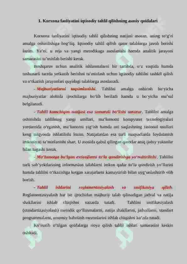 Korxonalarda ishlab chiqarish faolitini ifodalovchi ko‘rsatkichlarni tahlil qilish usullari 2