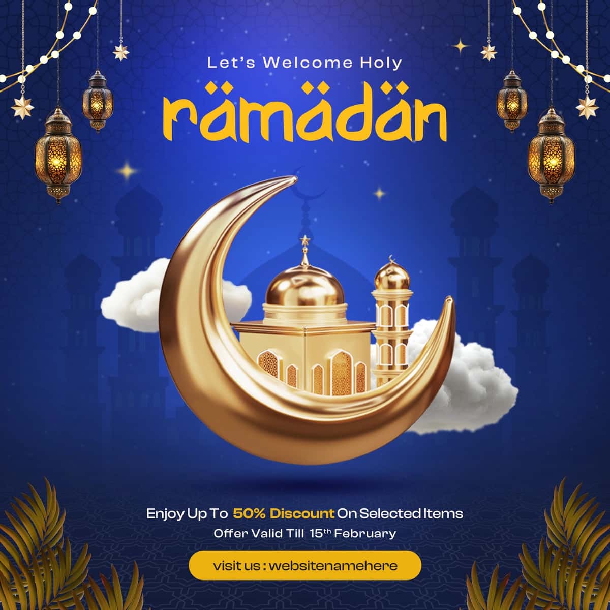 Ramazon karim islom festivali ijtimoiy media post dizayn shabloni | Ramadan kareem islamic festival social media post design template 1