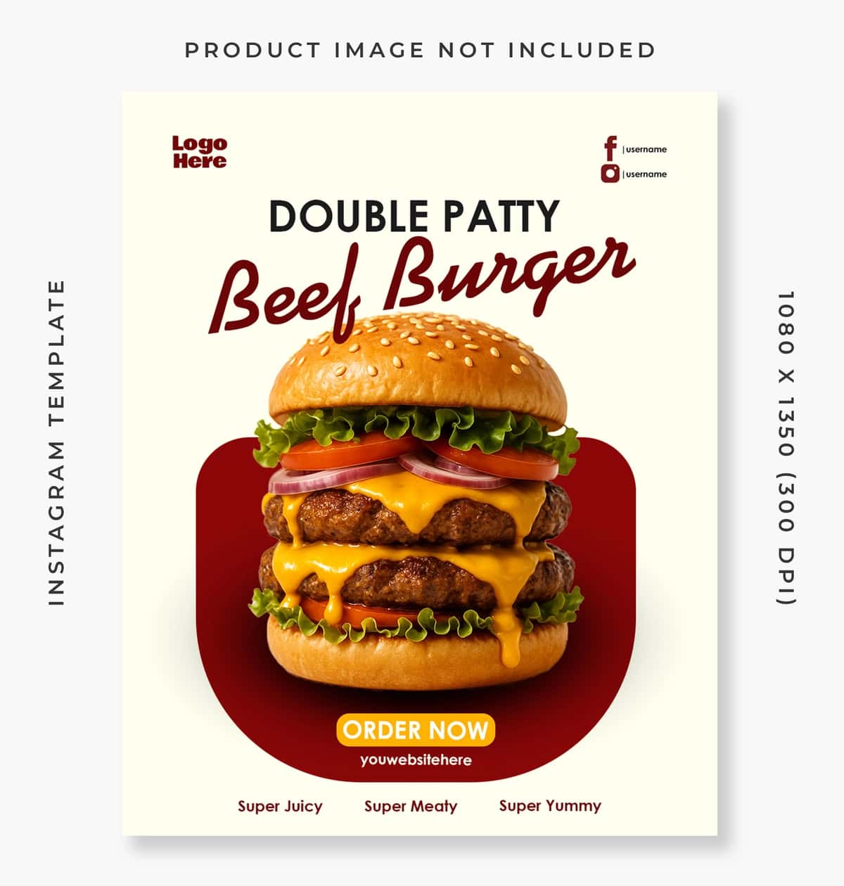 Ikkita pattili go'shtli burger instagram posti | Double patty beef burger instagram post 1