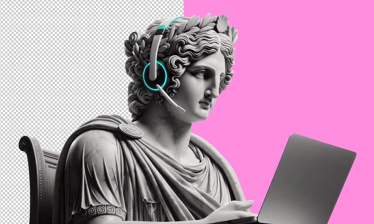Inson haykali haykali qo'ng'iroq markazi operatori shaffof eshitish vositasi | Human sculpture statue call center operator wearing headphones transparent 1