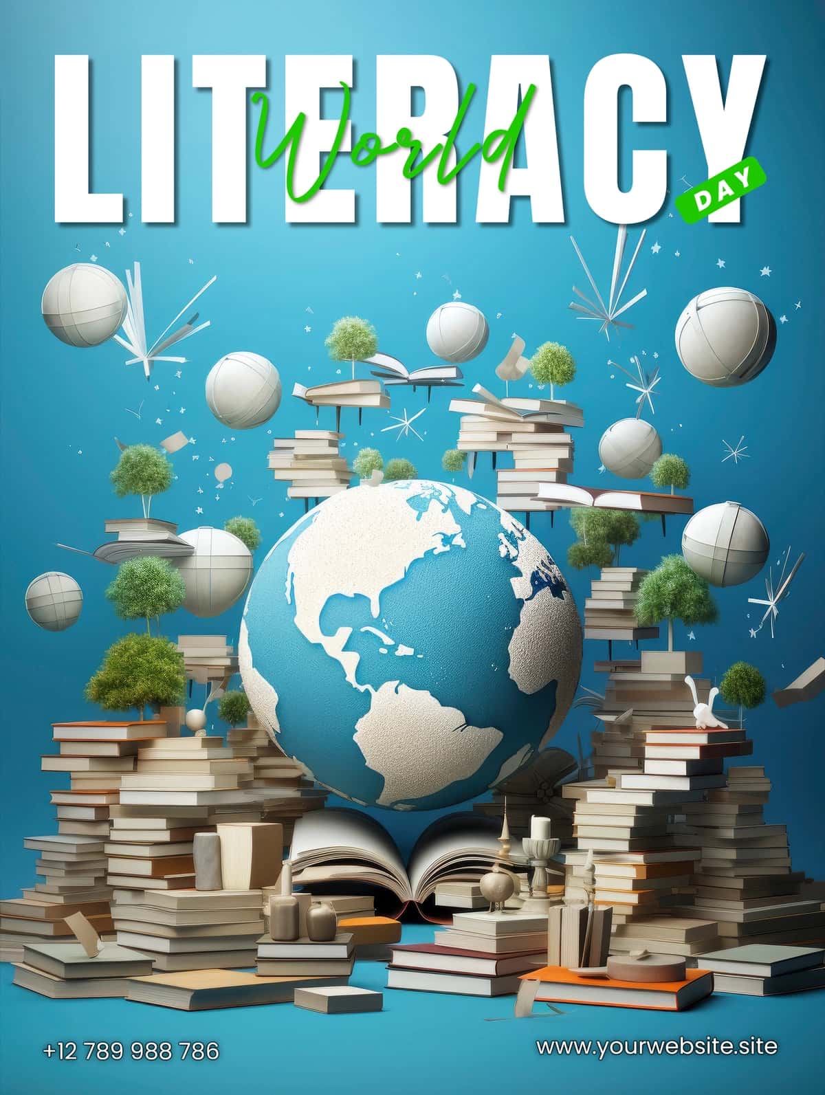 Ijtimoiy media plakati konsepsiyasi Xalqaro savodxonlik kuni | Social media poster concept international literacy day 1