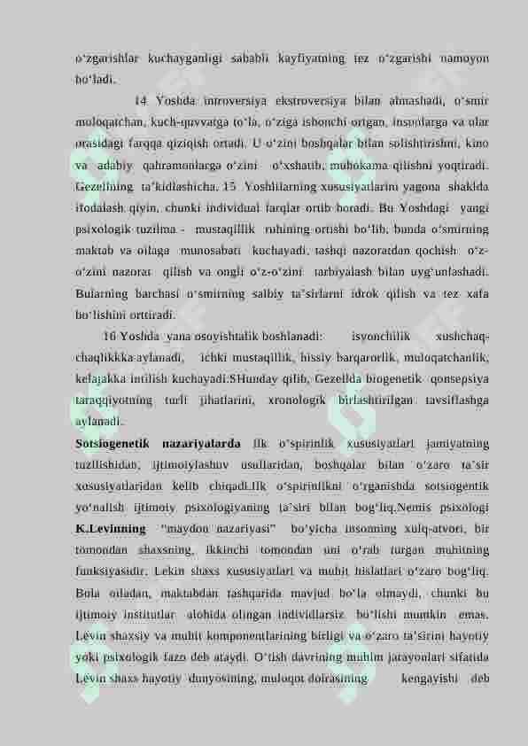 ILK O'SPIRINLIK VA O'SPIRINLIK  DAVRIDA PSIXIK RIVOJLANISH   XUSUSIYATLARI 8