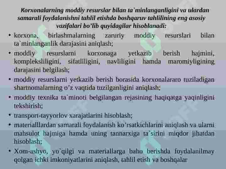 Xo‘jalik subyektlarining moddiy resurslar bilan  ta’minlanishini tahlili 3