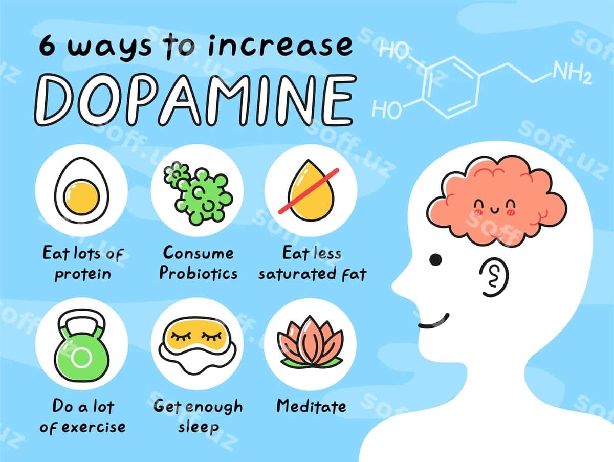 8 uslubda dopamenni oshirish infografikasi | 8 ways increase dopamine infographic 1