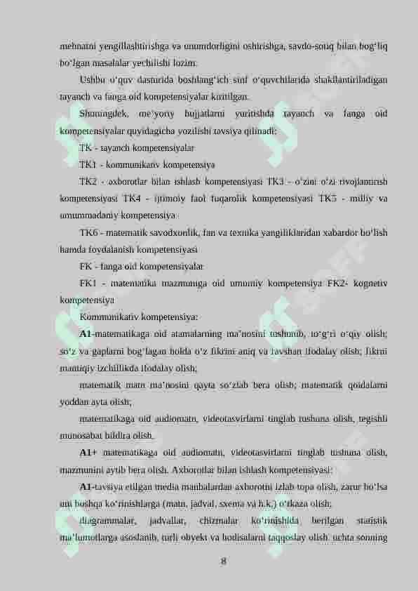 3-sinflarda matematika o‘qitishda kompetensiyaviy yondashuv 8