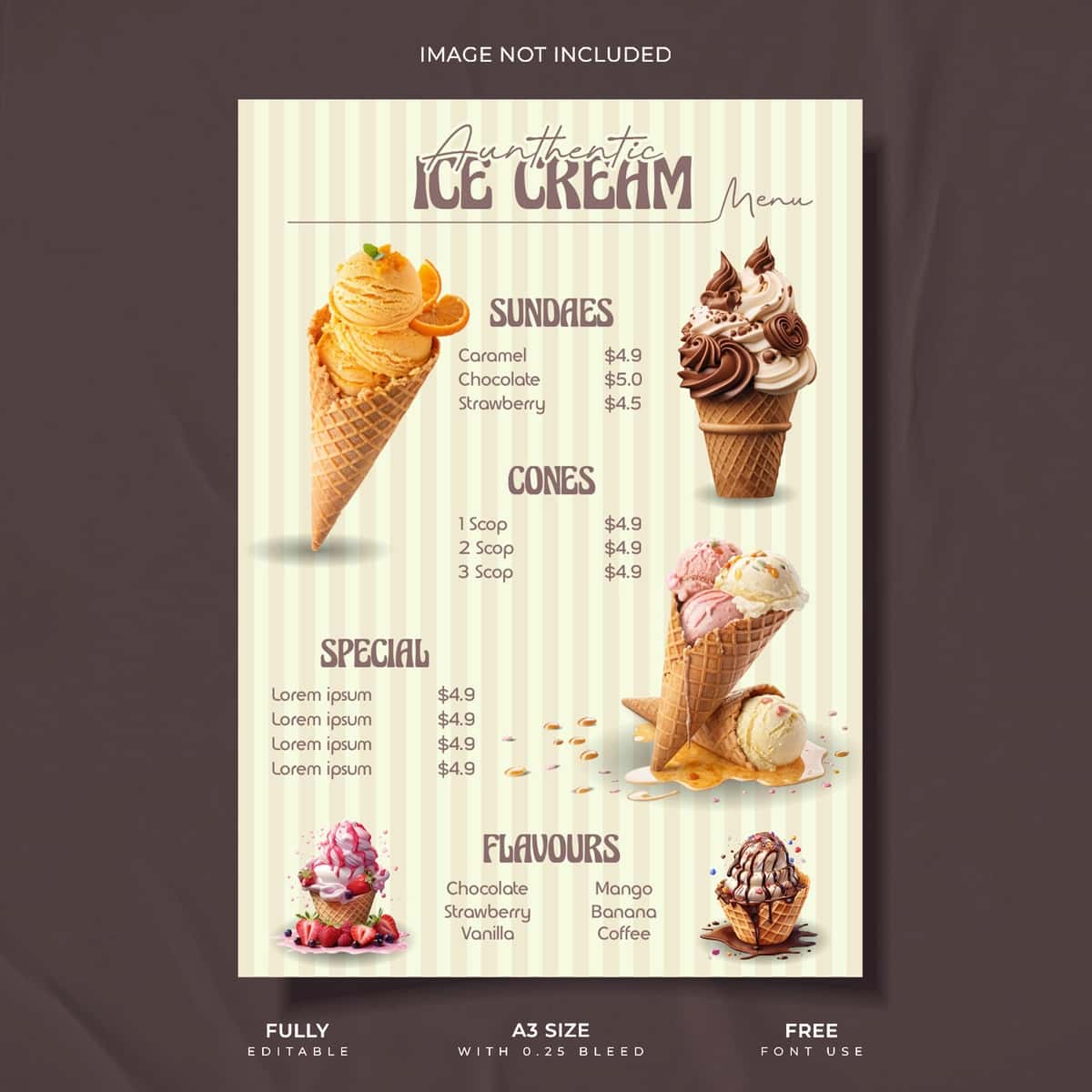 Ijodiy muzqaymoq menyu kartasi dizayni | Creative ice cream menu card design 1
