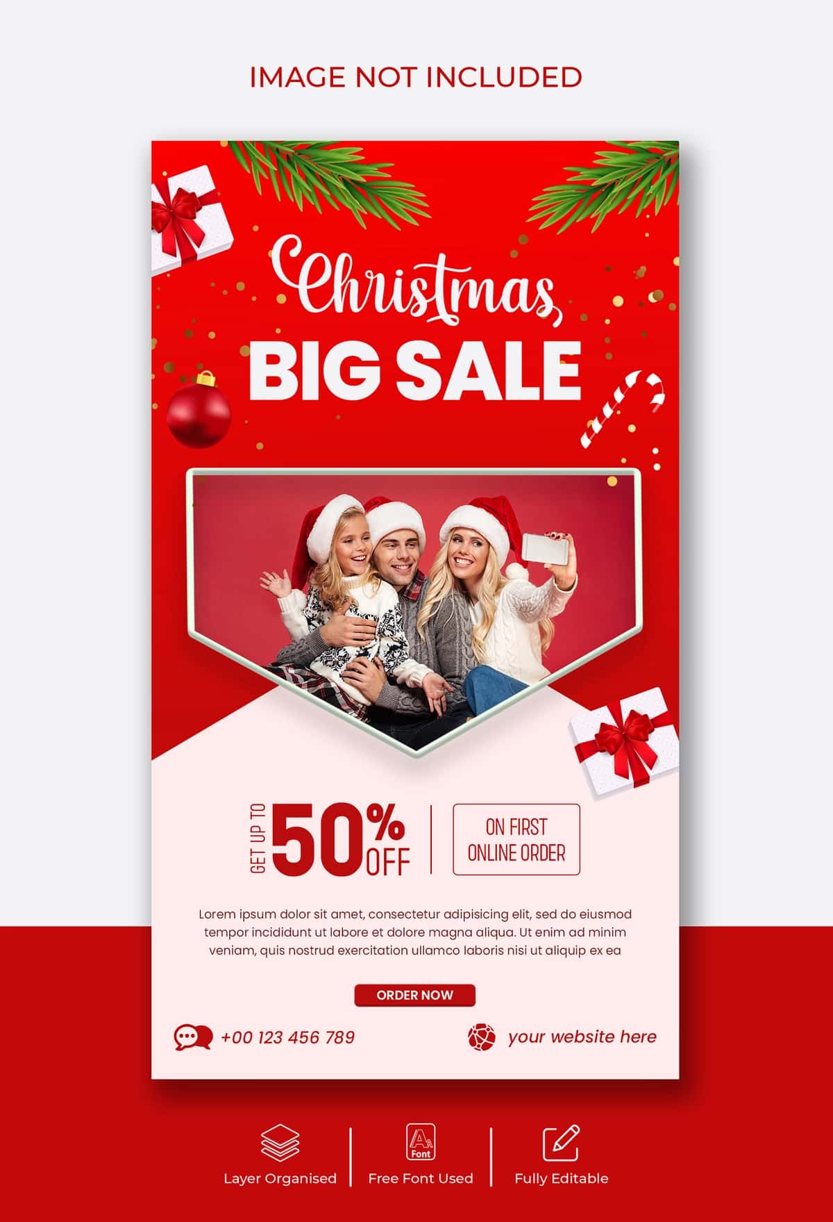 Rojdestvo sotuvi instagram facebook hikoyasi banner shablonlari bilan | Merry christmas sale instagram facebook story banner template with 1