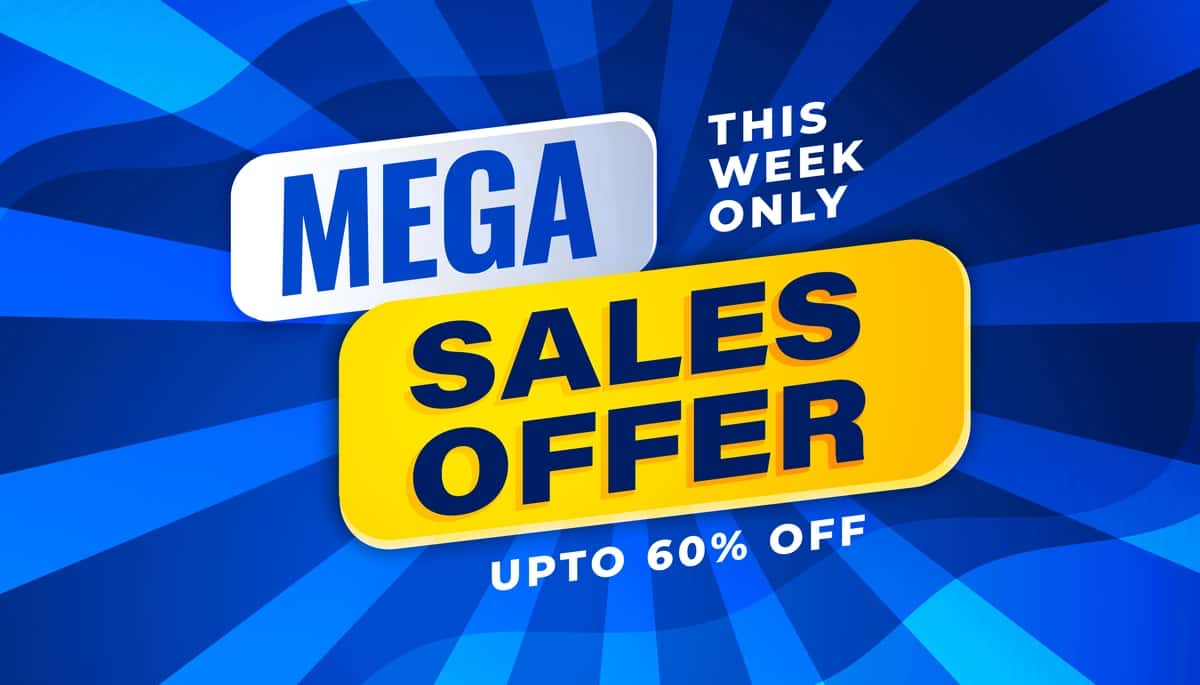 Mega sotuvi gorizontal banner dizayni shablonlarini taklif qiladi | Mega sale offer horizontal banner design templates 1