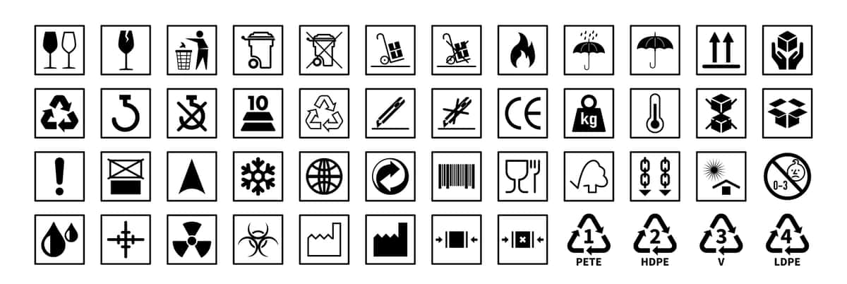 Umumiy qadoqlash haqida ogohlantirish belgisi o'rnatilgan umumiy ogohlantirish belgisi qora rangda | Common packaging warning symbol set common warning symbol set black 1