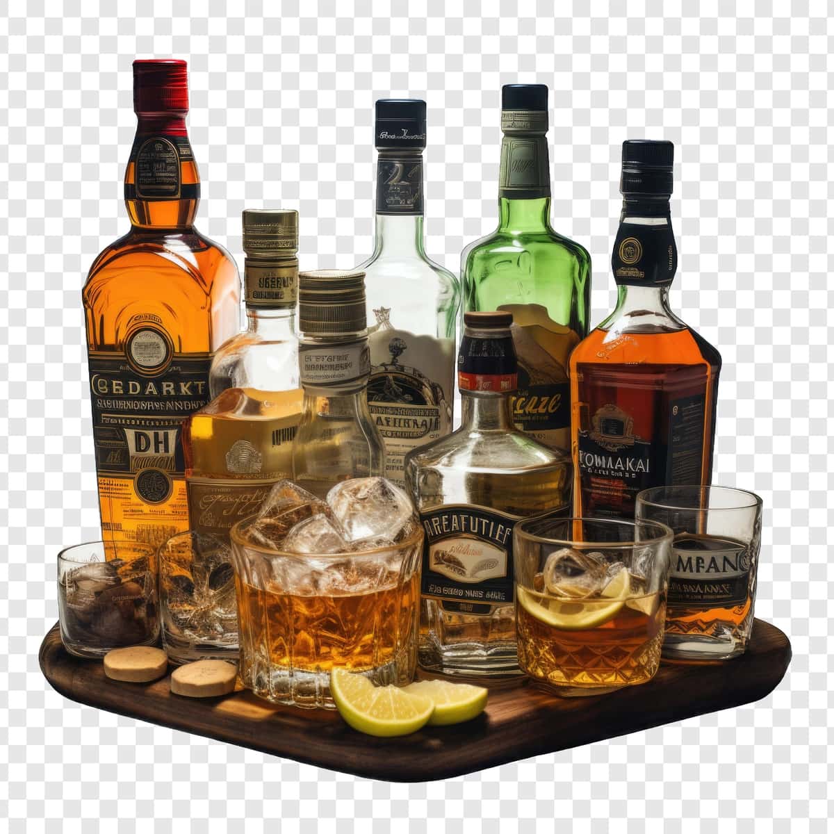 Distillangan ichimliklar, oq fon multfilmi bilan ajratilgan png | Distilled drinks isolated style png with white background cartoon 1