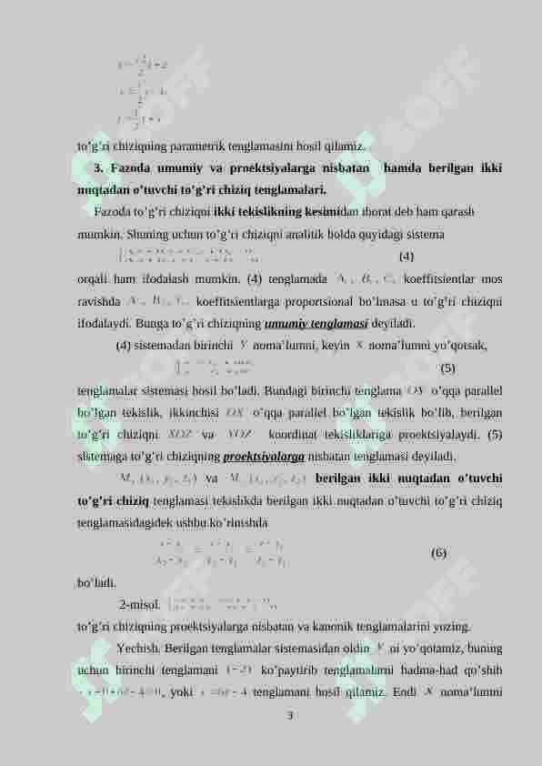 To’g’ri chiziqning parametrik tenglamasi 3