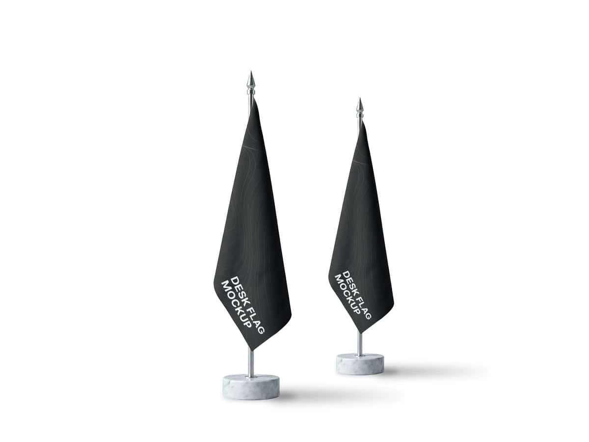 Qora stol bayroq maketi | Black desk flag mockup set 1
