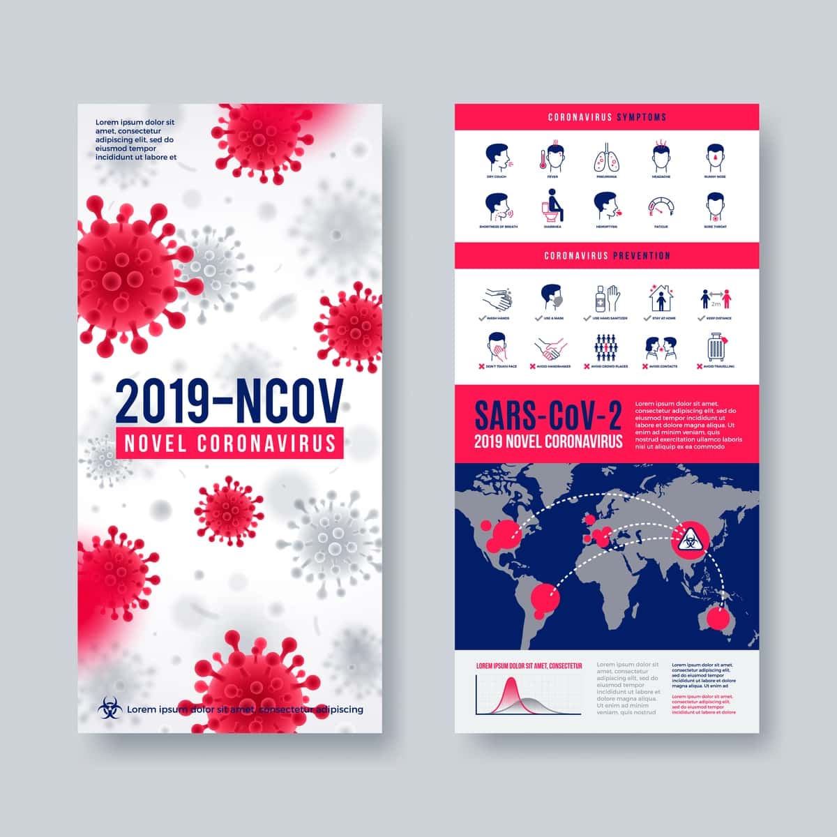 Koronavirus banneri yangi koronavirus infografik elementlari bilan o'rnatilgan | Coronavirus banner set with infographic elements novel coronavirus 1