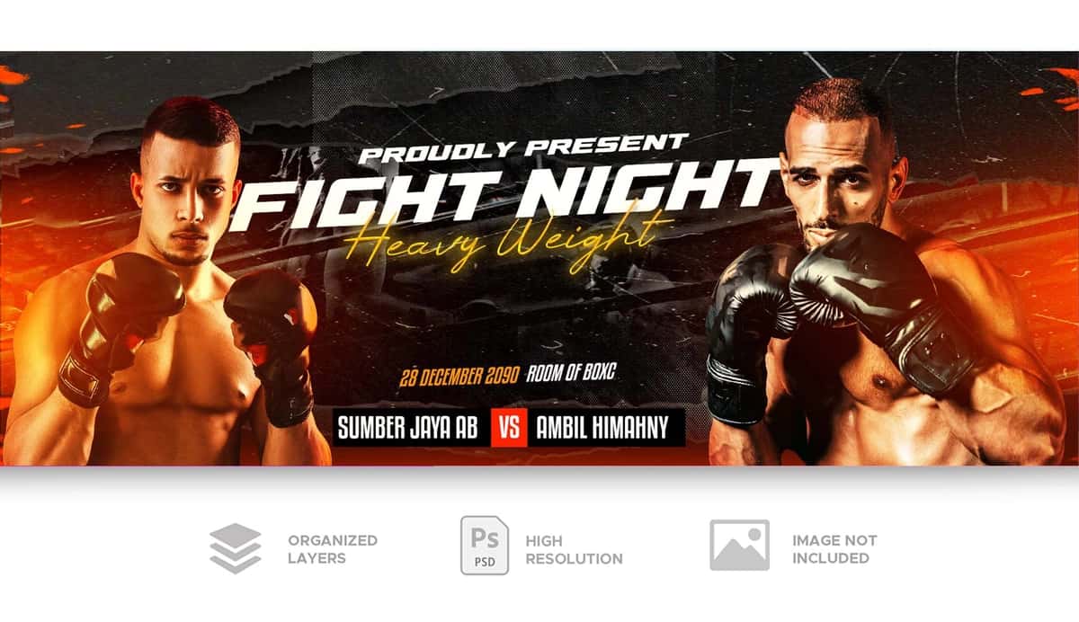 Boks jangi ijtimoiy tarmoqlardagi post banneri | Boxing fight social media post banner 1