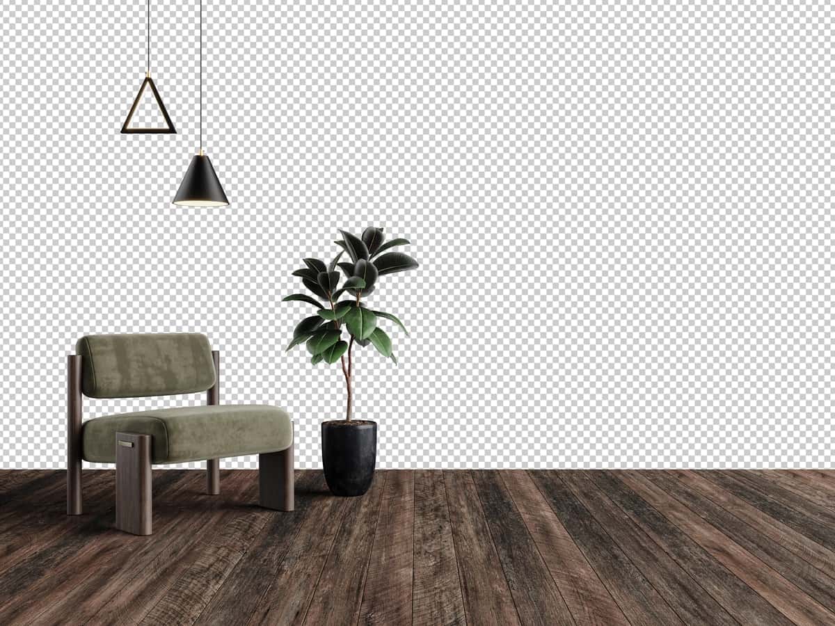Bepul psd kreslo bo'sh xona bo'sh joy bilan bezatilgan uy maketi | Free psd armchair empty room decorated home mockup with free space 1