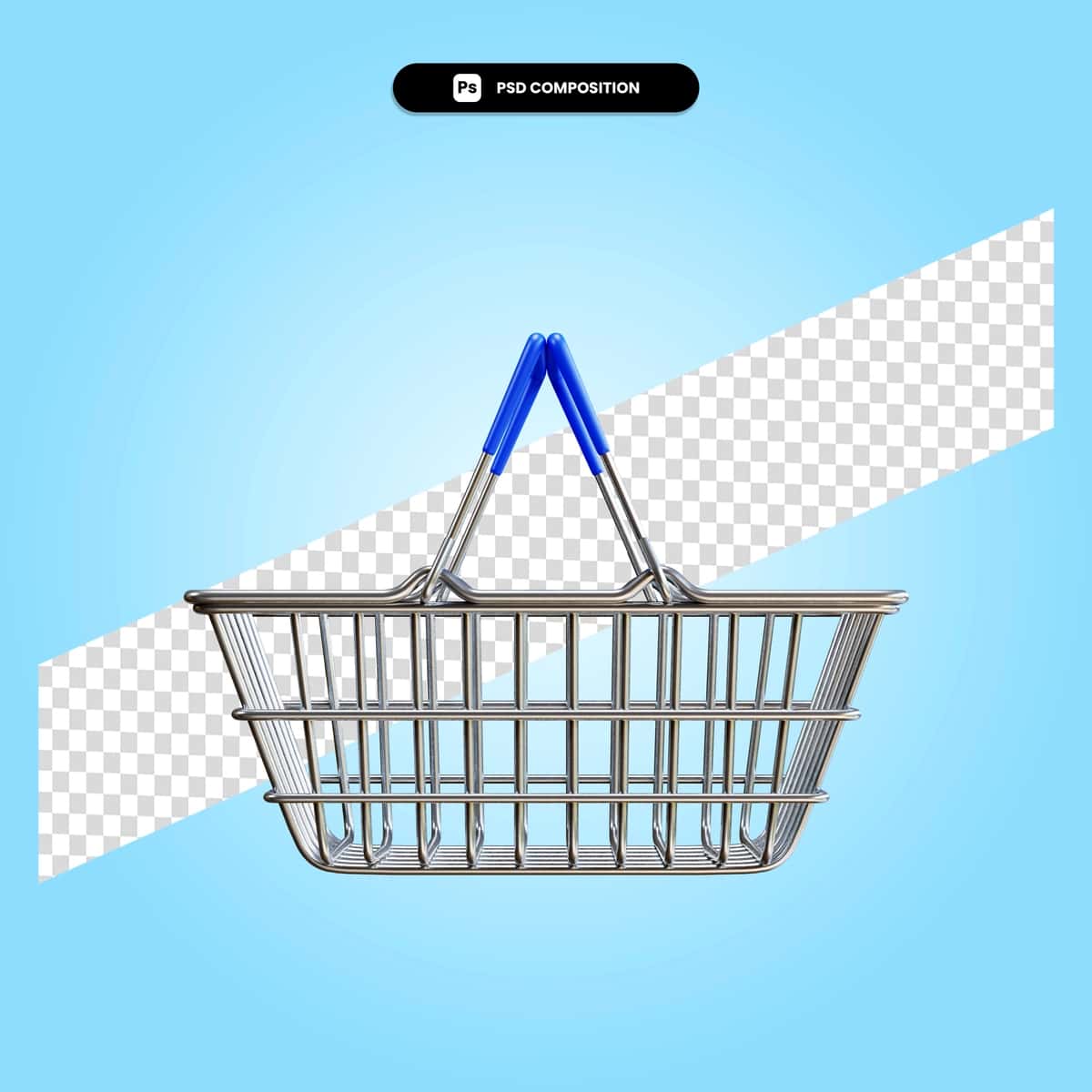 Xarid savati 3D render illyustratsiyasi izolyatsiya qilingan | Shopping basket 3d render illustration isolated 1
