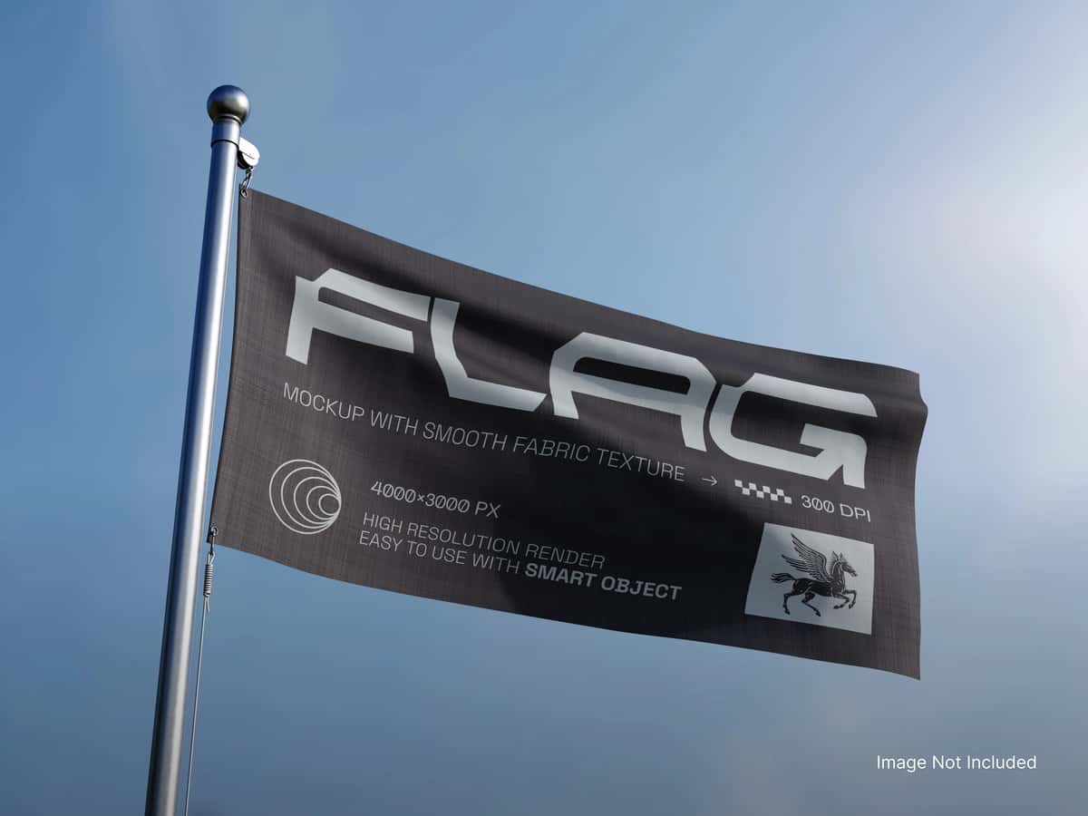 Mato teksturali tashqi bayroq maketi metall ustun | Outdoor flag mockup metal pole with fabric texture 1