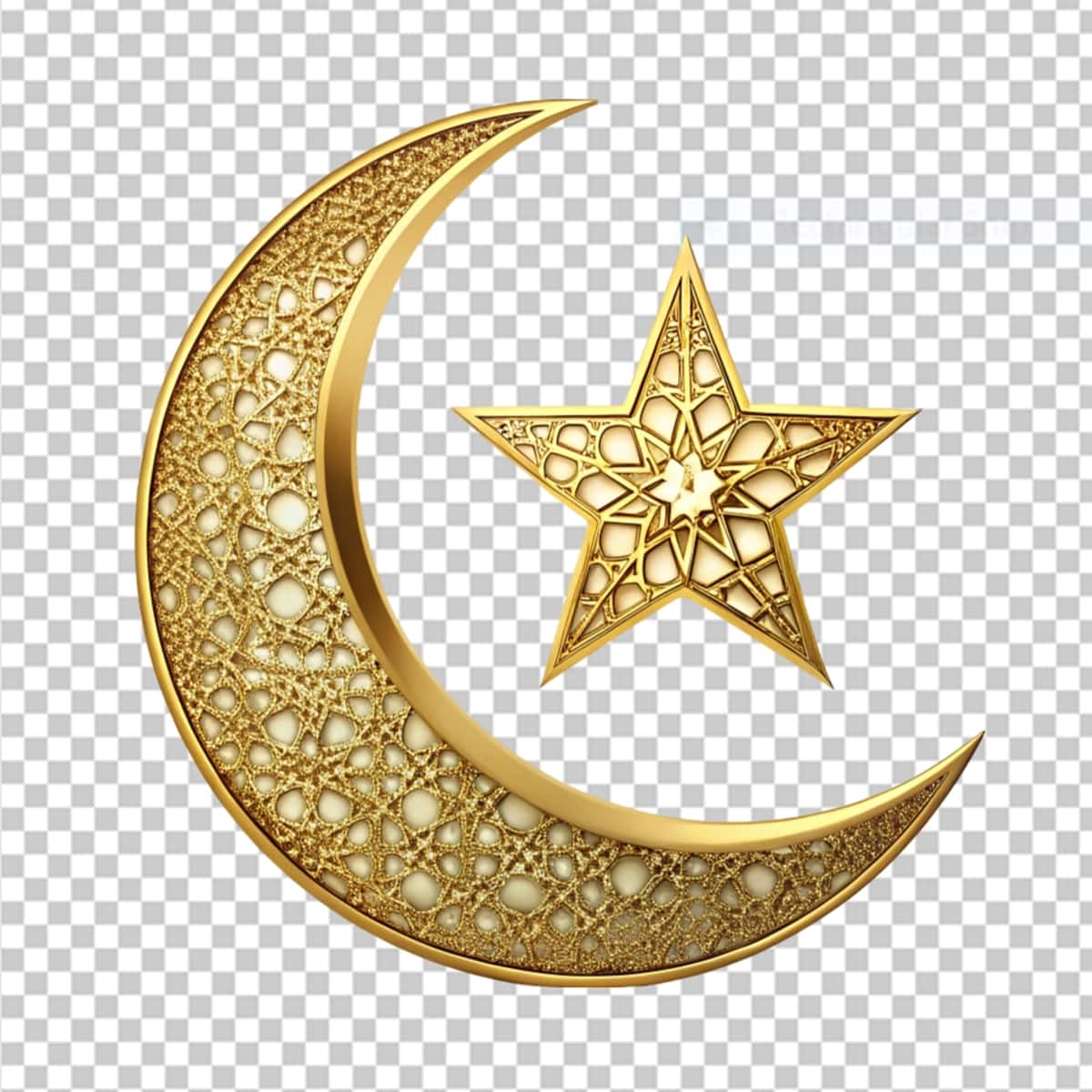 Yarim oy yulduzi dekorasi shaffof fon | Crescent star decor transparent background 1