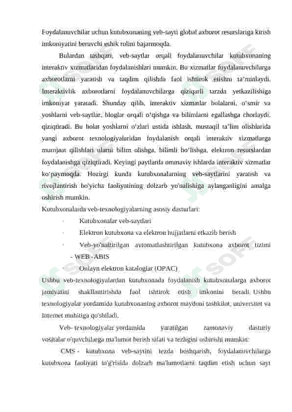 Axborot Kutubxonalarda Veb texnologiyalarni qo'llash usullari 5