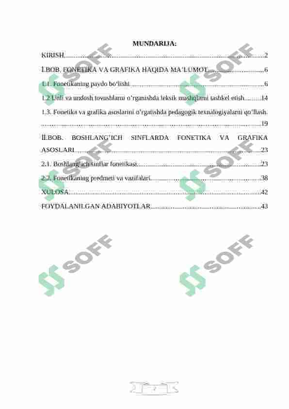 BOSHLANG’ICH SINFLARDA FONETIKA VA GRAFIKA ASOSLARINI  O’RGATISH METODIKASI 2
