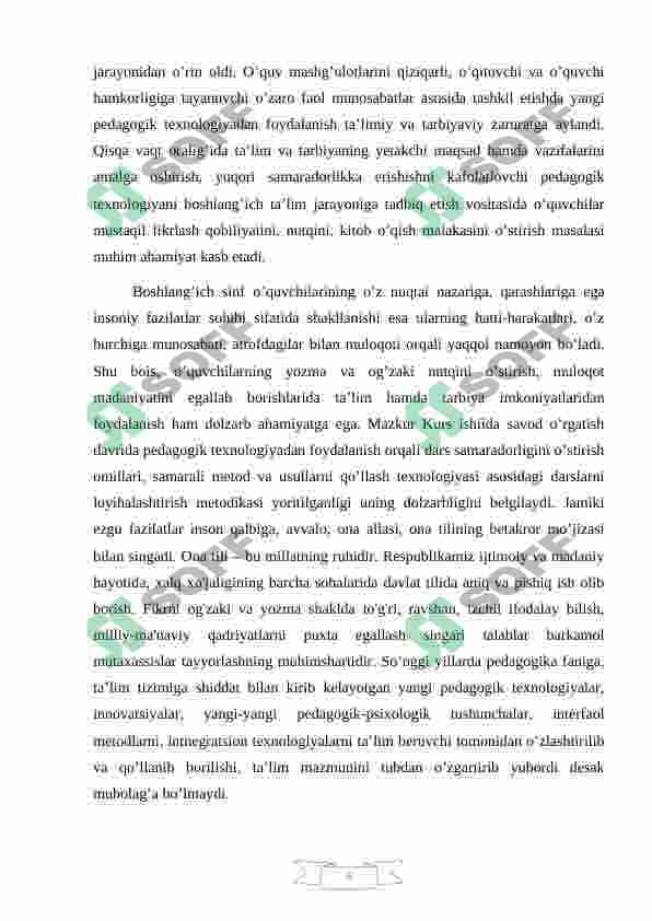 BOSHLANG’ICH SINFLARDA FONETIKA VA GRAFIKA ASOSLARINI  O’RGATISH METODIKASI 4
