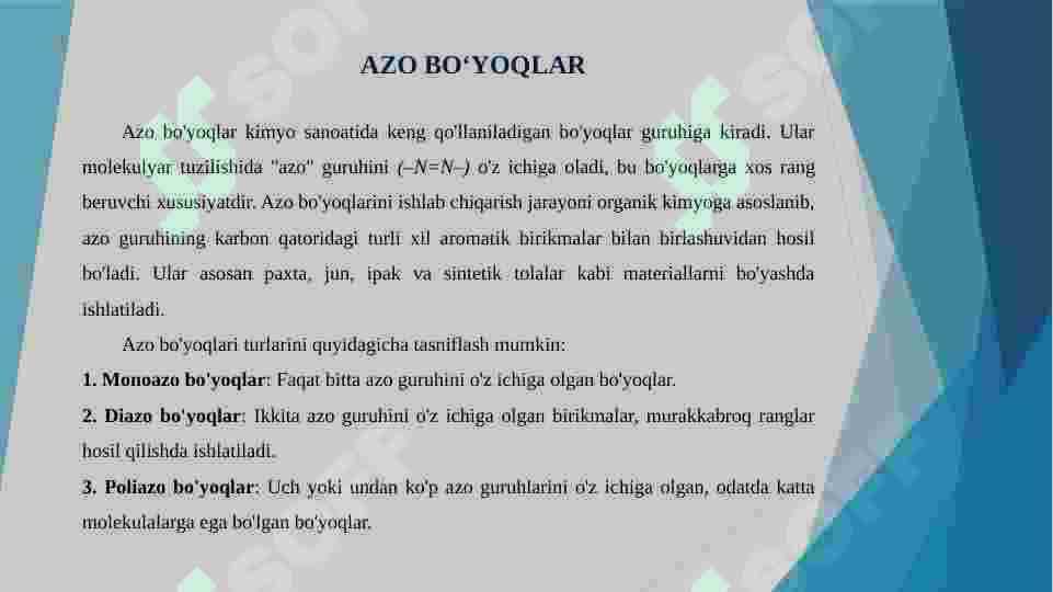 AZO BOʻYOQLAR 2
