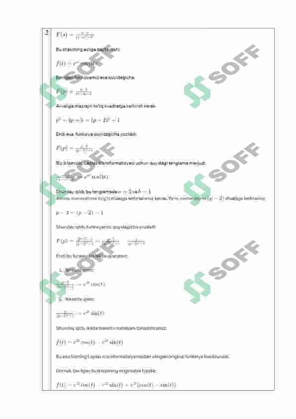 Sirtqi ta’lim yo’nalishi talabalarining 2-kurs, 4-semestri uchun OLIY MATEMATIKA fanidan TOPSHIRIQLAR TO’PLAMI-4 yechimi 2