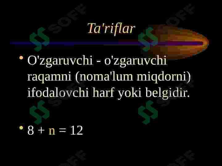 Algebra tariflar 1 2
