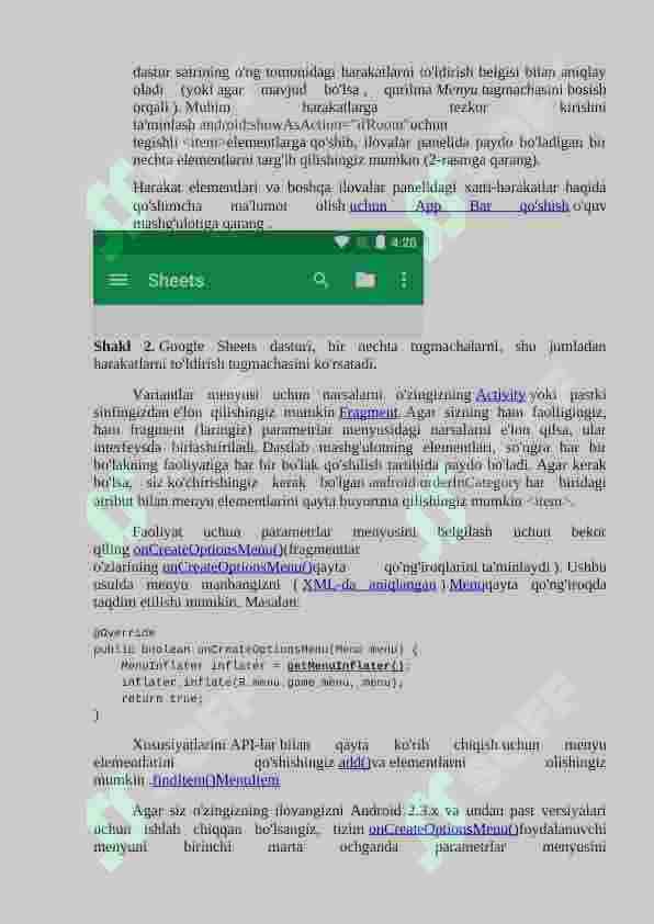 Android Studio muhitida menyular va dialoglar bilan ishlash 5