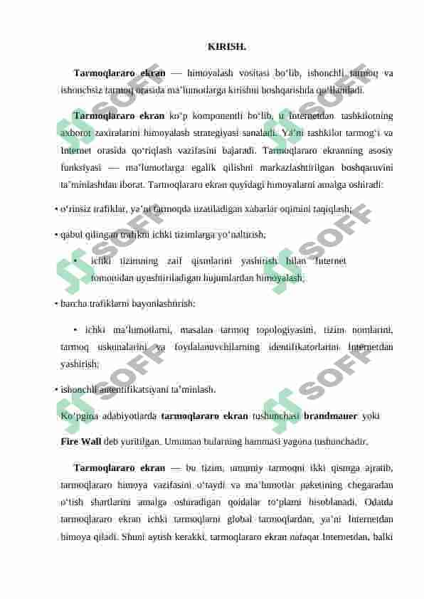 Tarmoqlar aro ekran va uning vazifalari 2