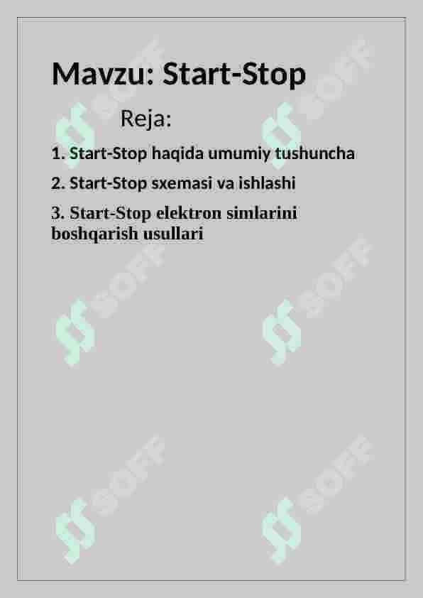 Start-Stop haqida 2