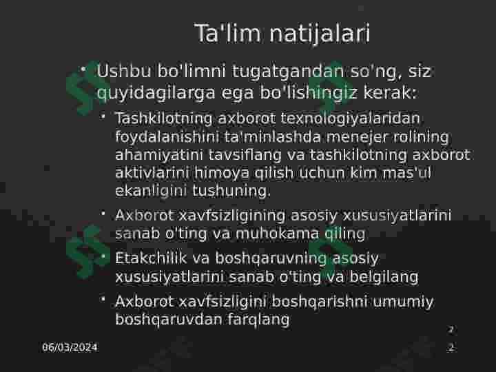 Axborot tizimlari 2