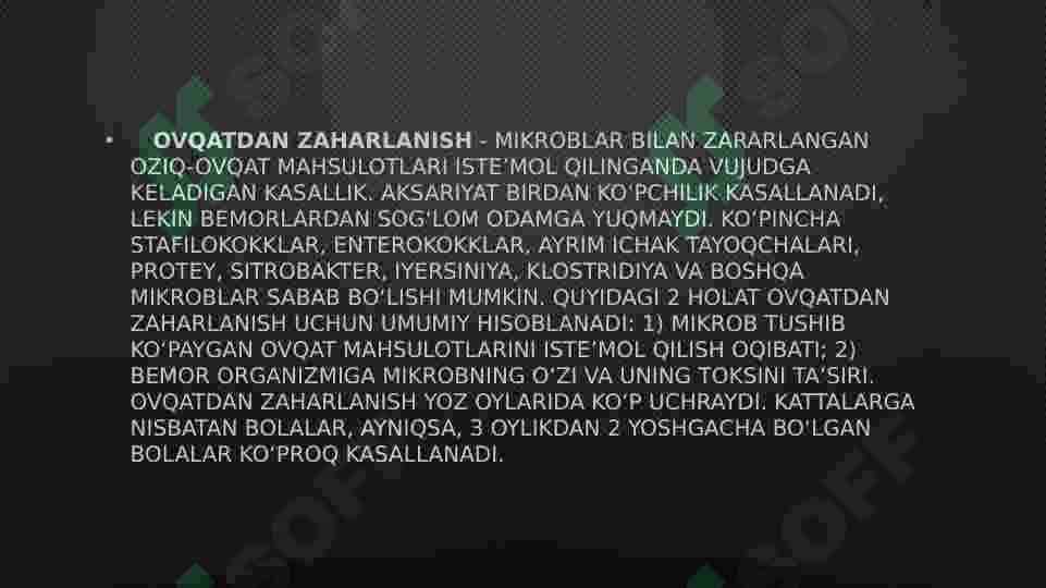 "Oziq-ovqatdan zaharlanish turlari" 3