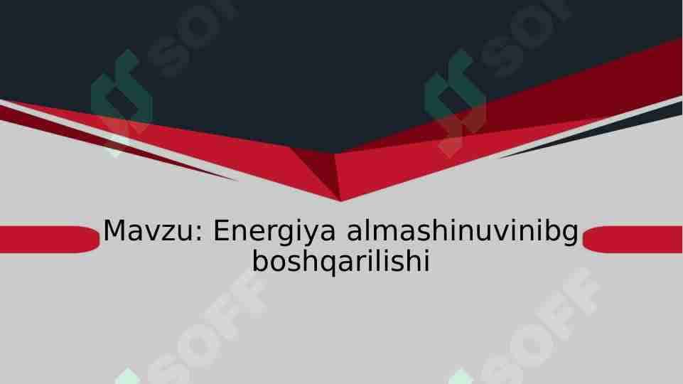 Energiya almashinuvinibg boshqarilishi