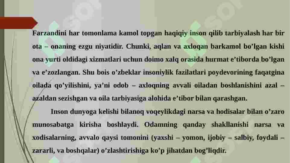 Oiladagi  psixologik  muhitning  bola tarbiyasiga bo’lgan  ta'siri 2