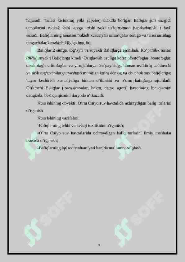 O’RTA OSIYO SUV HAVZALARIDA UCHRAYDIGAN BALIQ TURLARI VA ULARNING EKOLOGIK GURUHLARI 4