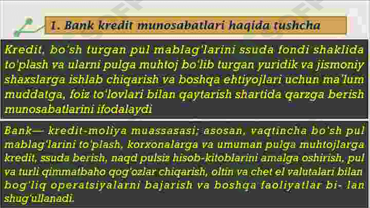 Bank kredit munosabatlari 3