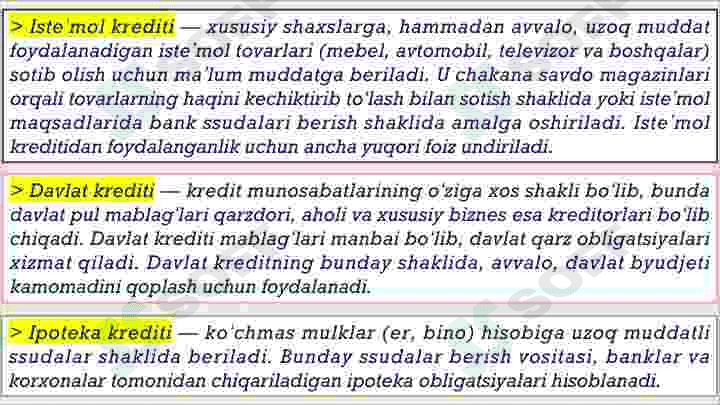 Bank kredit munosabatlari 7